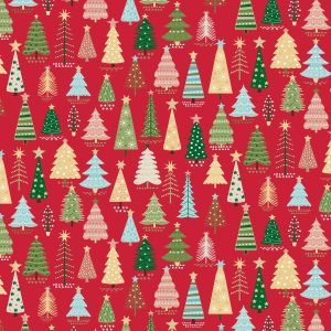 Cosy Christmas - Trees on Red - 2570/R