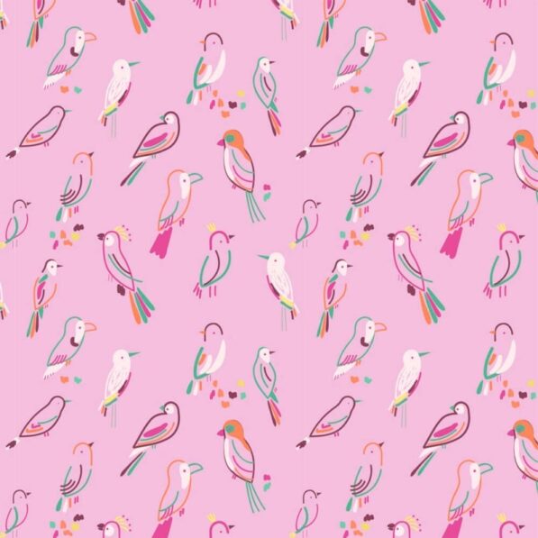 Contemporary Bird Print Pink Jersey