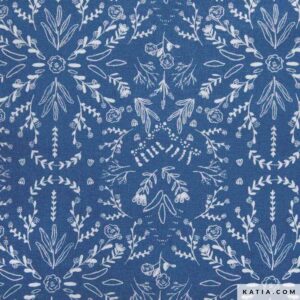 Birth Flowers Print on Blue Chambray