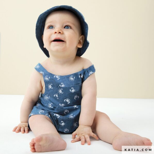 Crab Print on Blue Chambray - Image 2