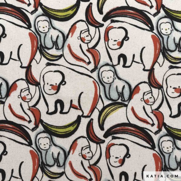 Apes & Bananas Cotton Canvas