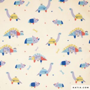 Dino Robots Print Poplin