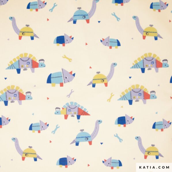 Dino Robots Print Poplin