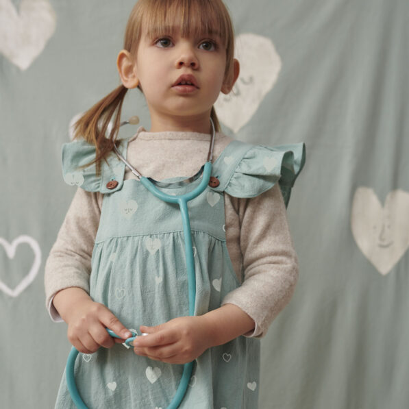 Hearts Print Aqua Rustic Cotton - Image 2
