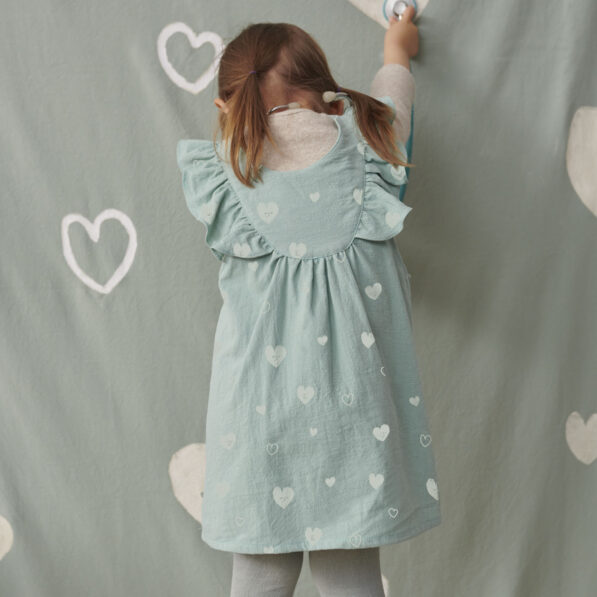 Hearts Print Aqua Rustic Cotton - Image 3