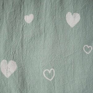 Hearts Print Aqua Rustic Cotton