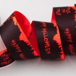 Fluorescent Orange Happy Halloween Ribbon