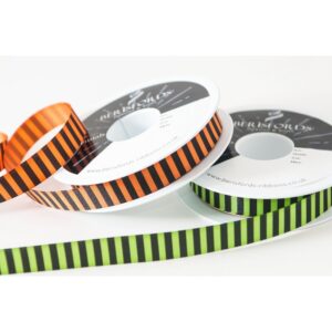 Witches Stripe Ribbon - Orange and Green