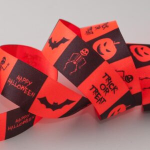 Fluorescent Orange Spooky Friends Ribbon