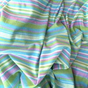 Multi-Colour Stripe Print Viscose - Green, Blue, Purple, White