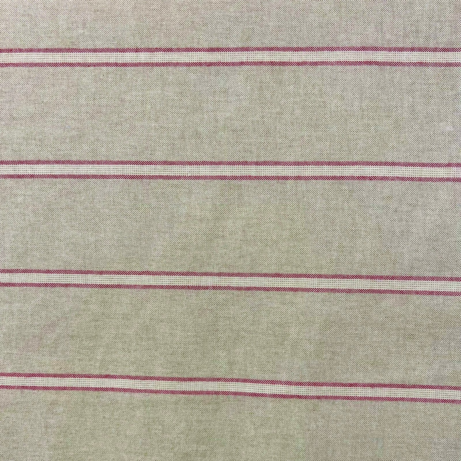 280cm Wide Red Striped on Natural Linen Canvas - Image 3