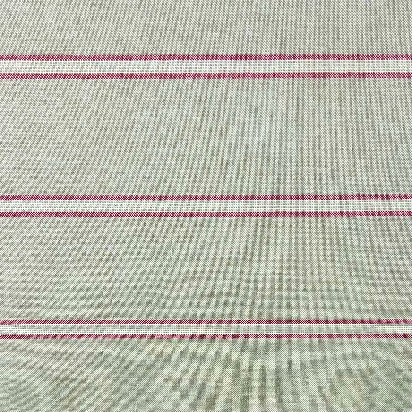 280cm Wide Red Striped on Natural Linen Canvas
