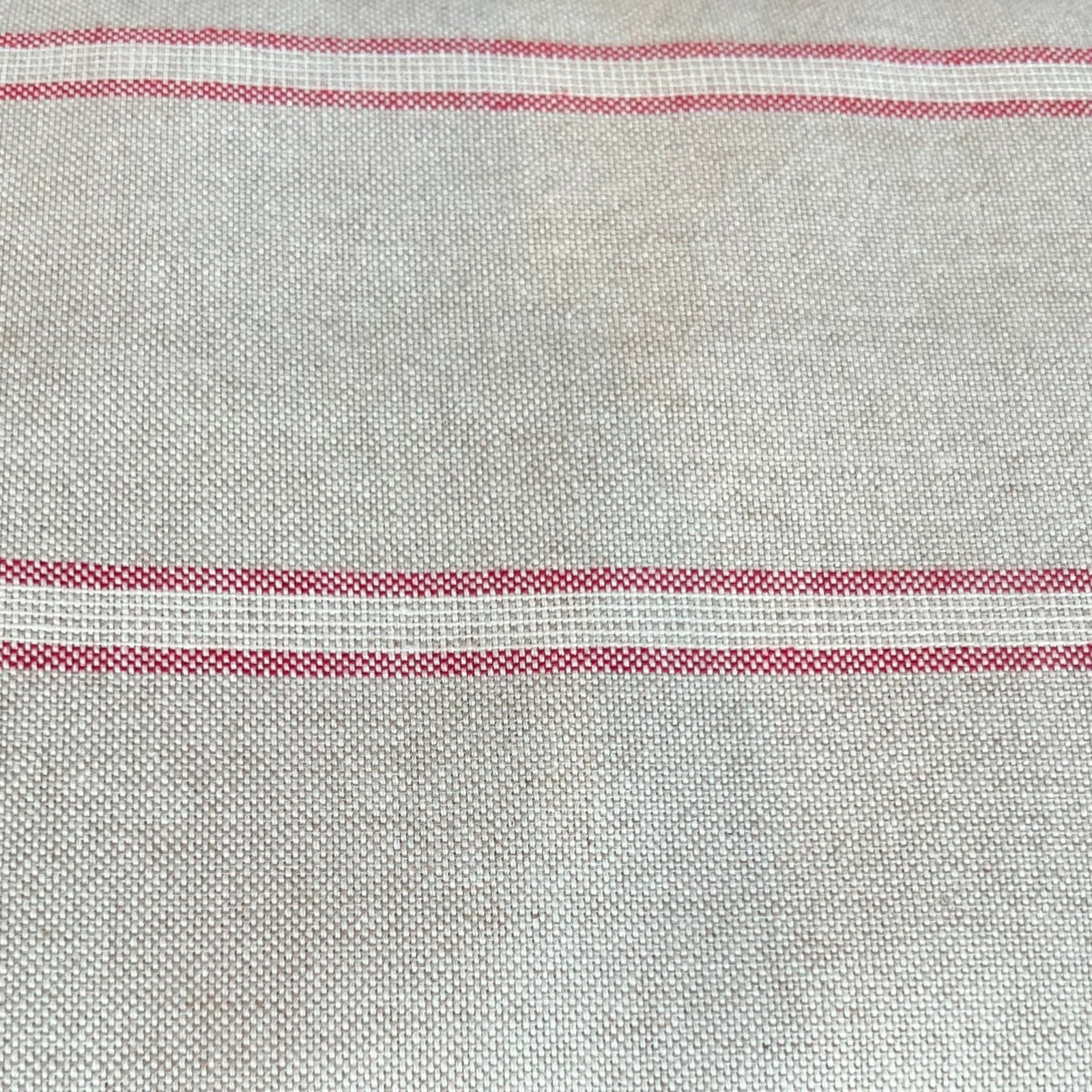280cm Wide Red Striped on Natural Linen Canvas - Image 2
