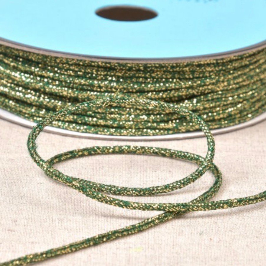 2mm Mottled Metal Cord - Green/Gold