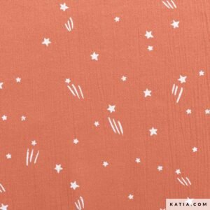 Be Unique Star Print on Coral Cheesecloth