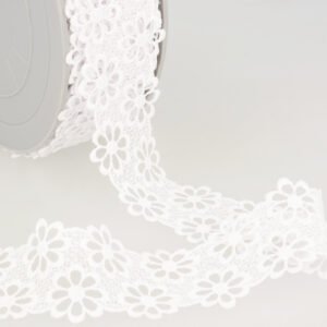 40mm Daisy Guipure Lace - White