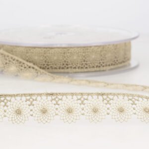 16mm Embroidered Tulle Lace - Taupe