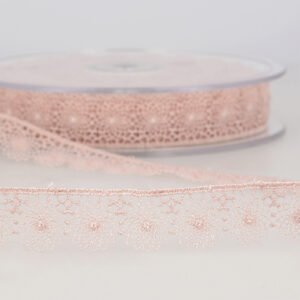 16mm Embroidered Tulle Lace - Old Pink