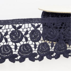 60mm Guipure Flowers Lace - Navy