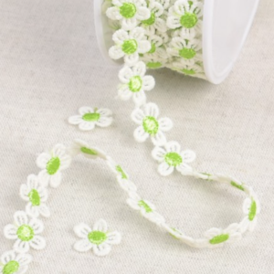 13mm Daisy Guipure Lace - White/Anise
