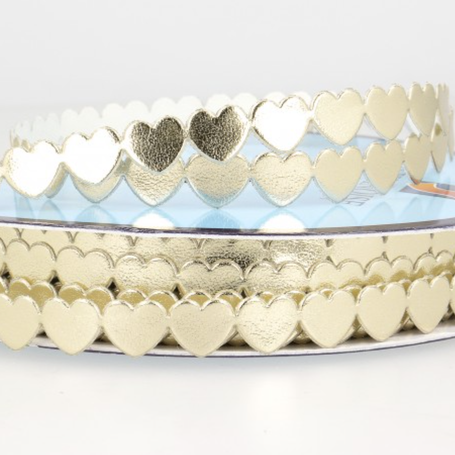 9mm Metallic Padded Heart Trim - Gold