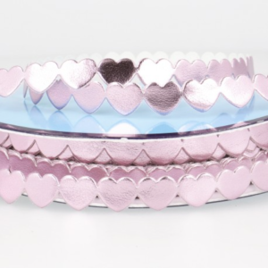 9mm Metallic Padded Heart Trim - Light Pink