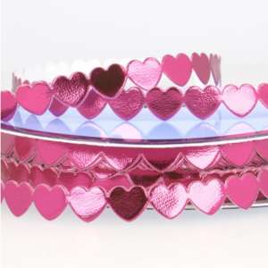 9mm Metallic Padded Heart Trim - Fuchsia Pink