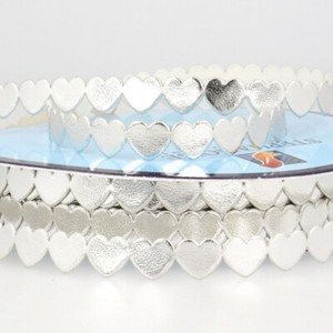 9mm Metallic Padded Heart Trim - Silver