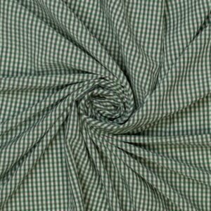 Grey, Green & White Crinkle Check Seersucker