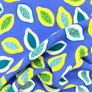 Papaya Print on Periwinkle Blue Viscose
